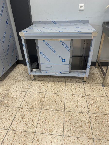 Chromonorm Arbeitsschrank mit Schiebetüren | Tiefe 700 mm | Edelstahl | Neuware